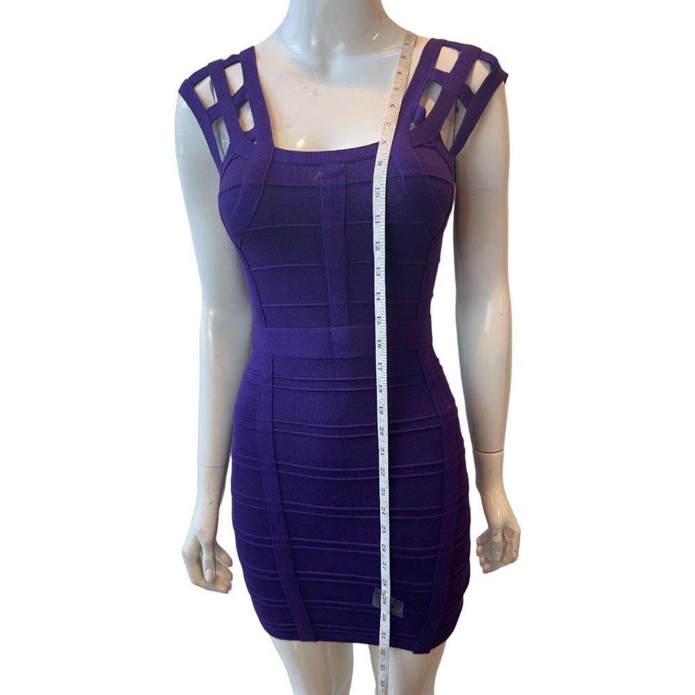 Forever 21 Womens Caged Bodycon Dress Cut Out Shoulder Backless Purple SZ Small